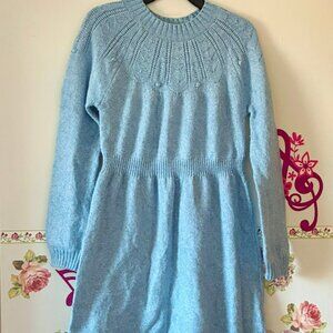 Cat & Jack Girls 10 11 12 Blue Sparkly Knit Sweater Dress Winter Cold Weather